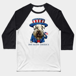 Wheaten Terrier Dog Bless America Baseball T-Shirt